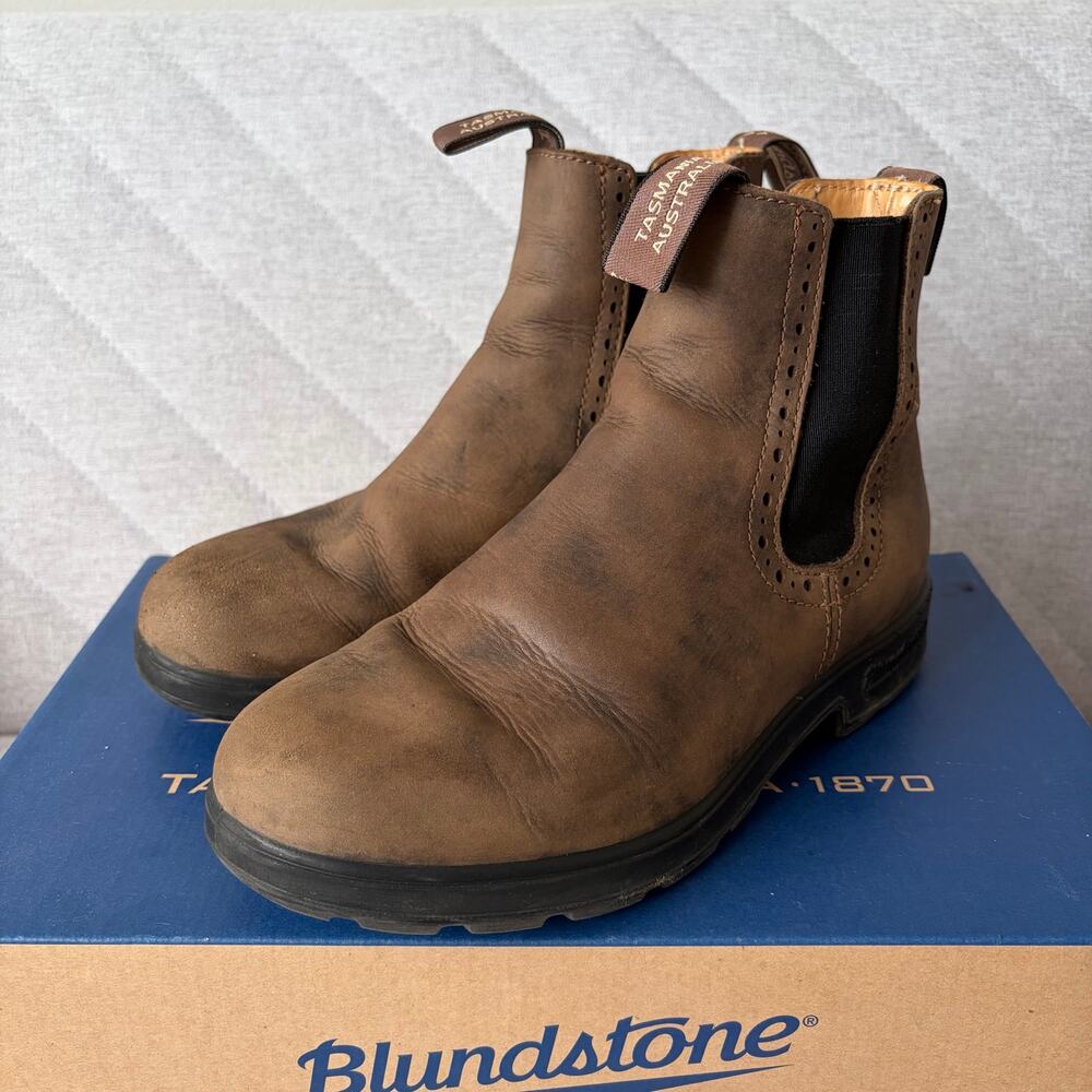 Blundstone Rustic Brown Brogue Leather Chelsea Boots (AU 4)